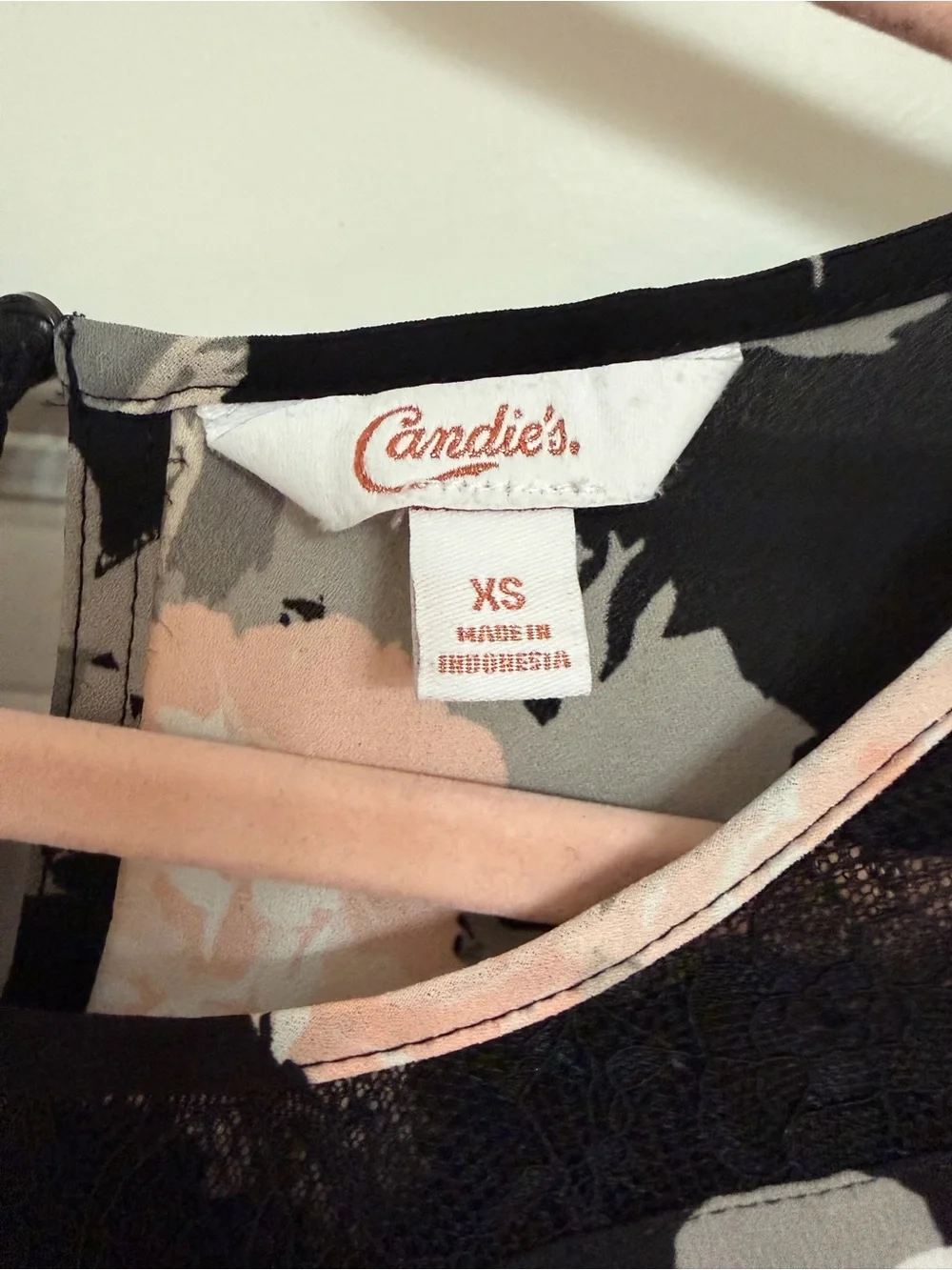 Candie's Black Floral Lace Yoke Sleeveless Camisole